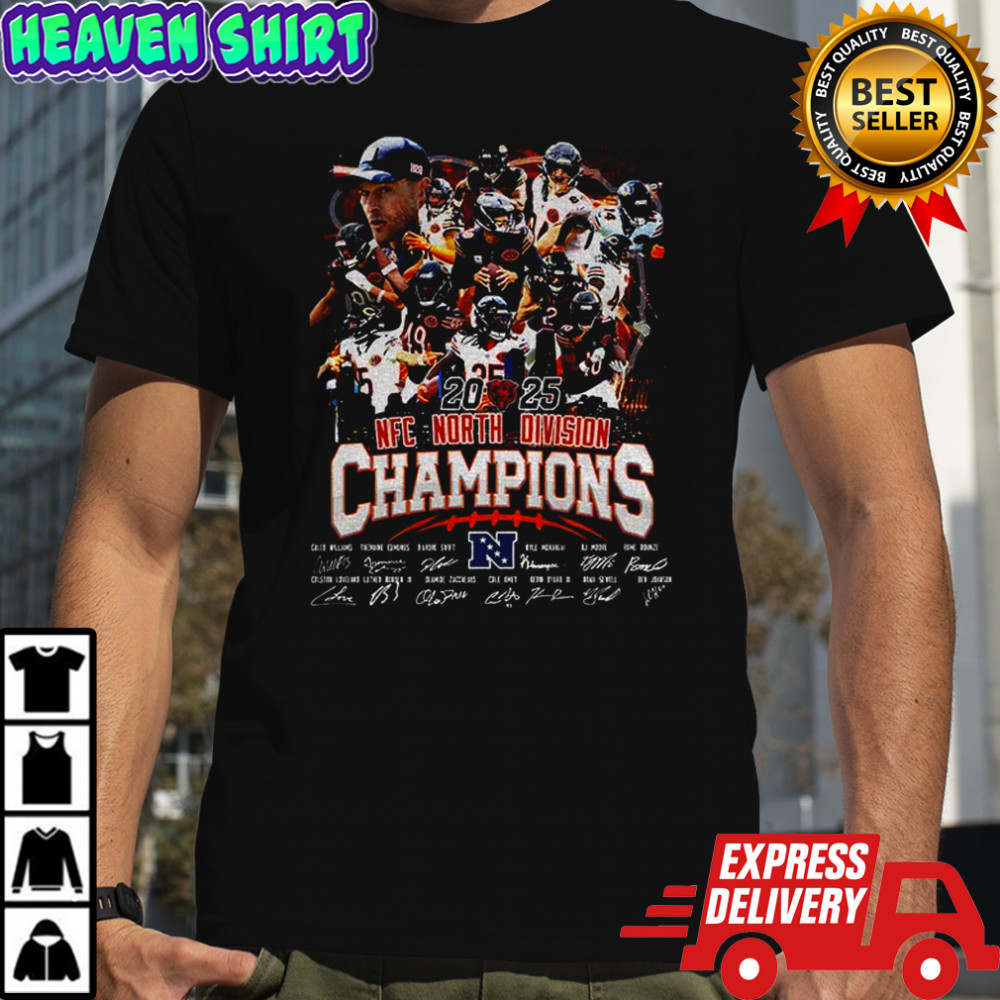 Chicago Bears Football 2025 NFC North Champions signatures shirt