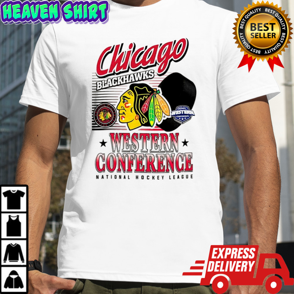 Chicago Blackhawks NHL Wastern Conference logo and ball shirt