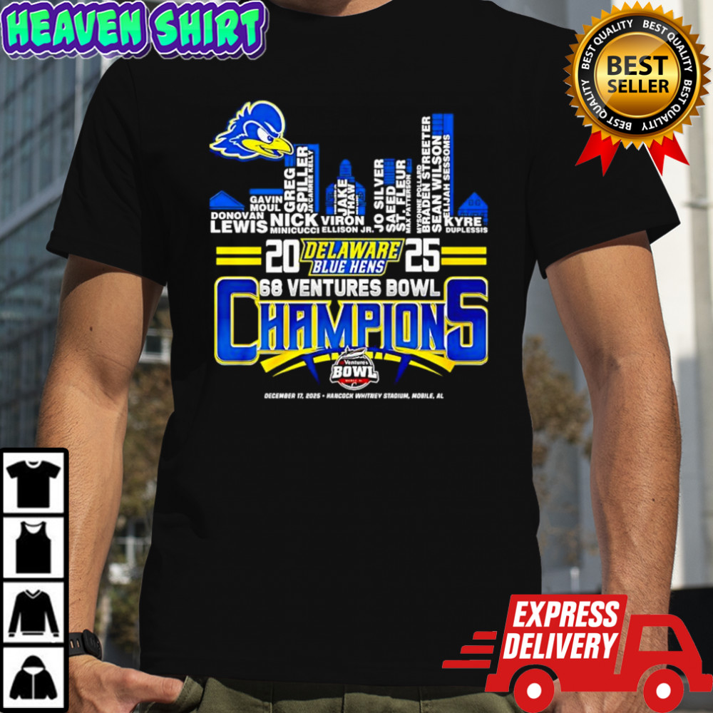 Delaware Fightin’ Blue Hens Champions name players skyline city shirt