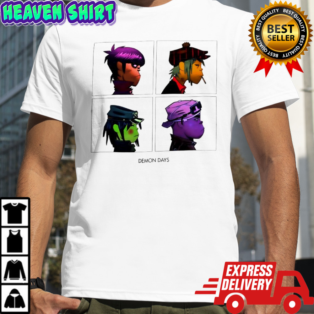 Demon Days Gorillaz band four animated members graphic shirt