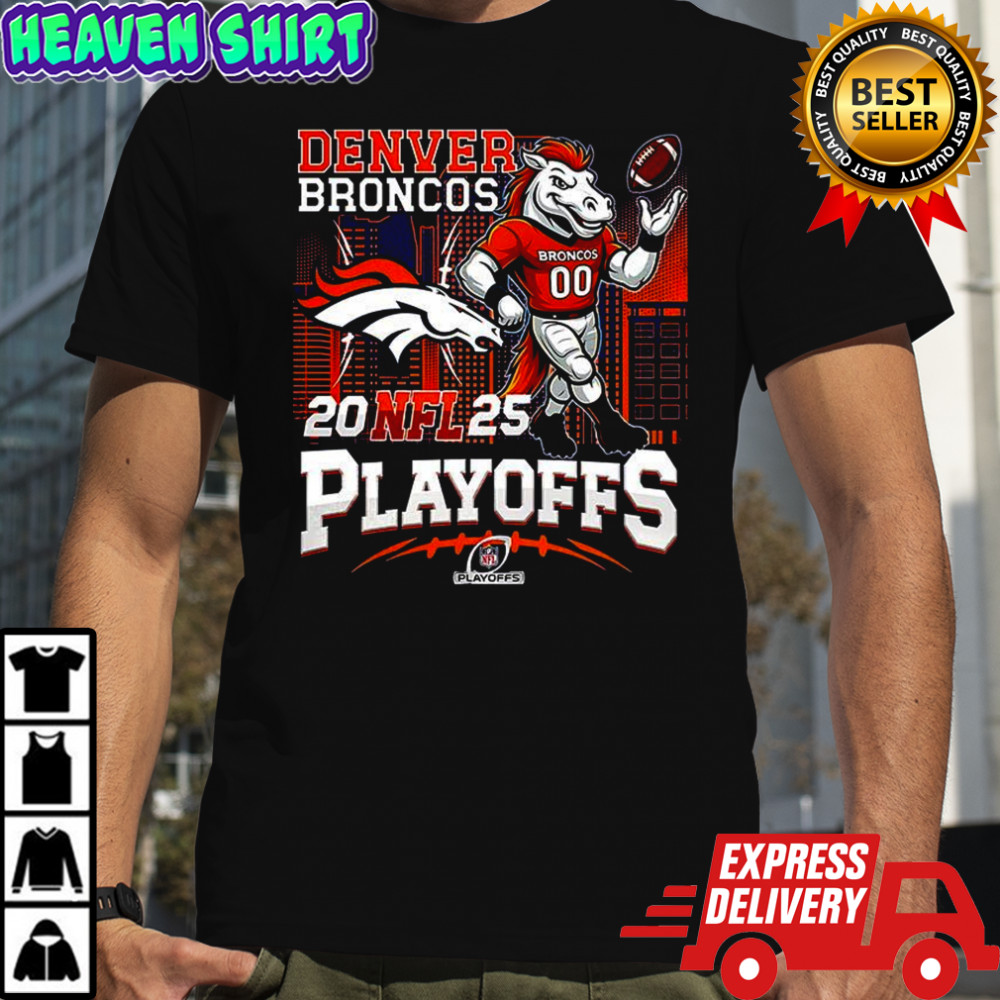 Denver Broncos mascot NFL 2025 Playoffs City Skyline shirt