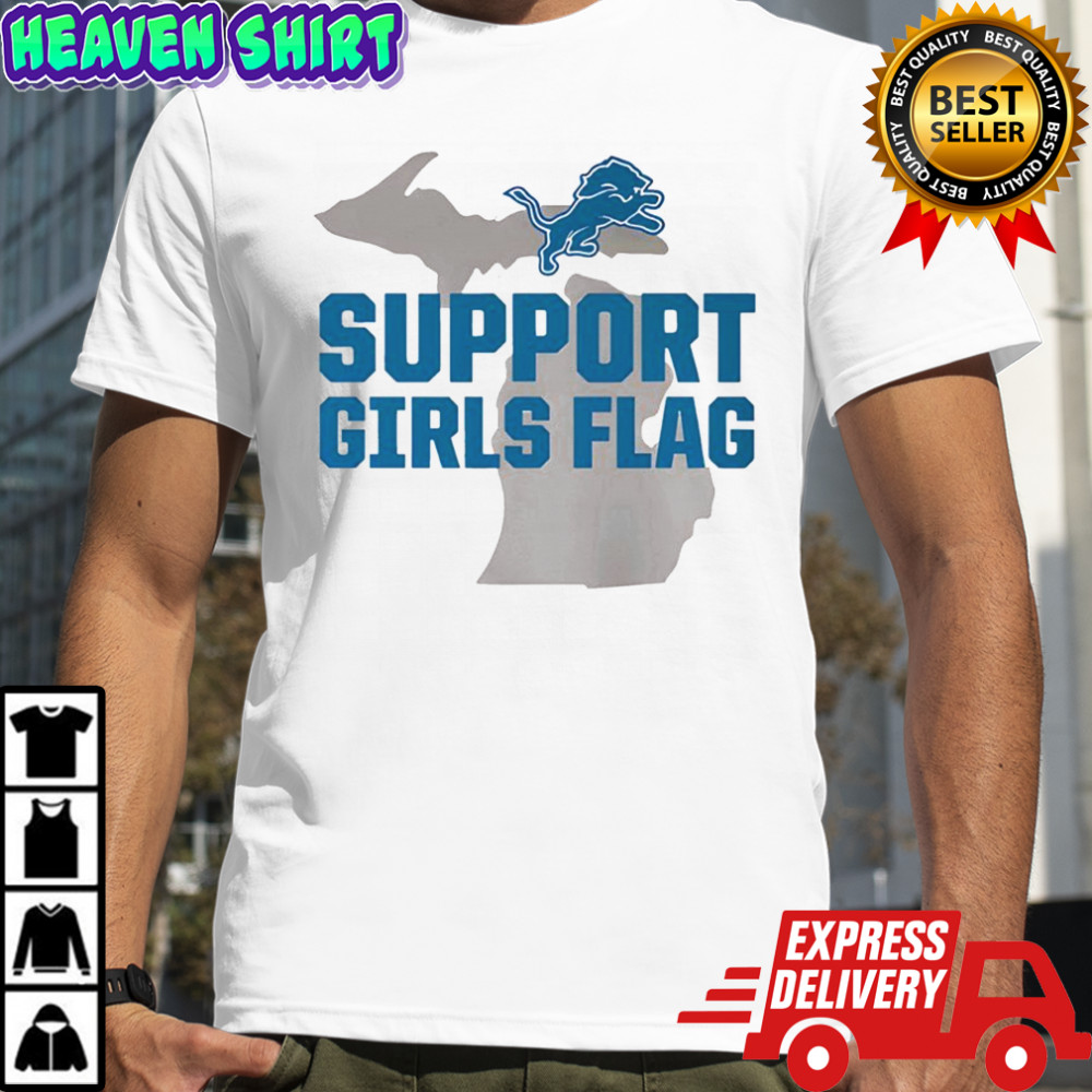 Detroit Football Support Girls Flag Shirt