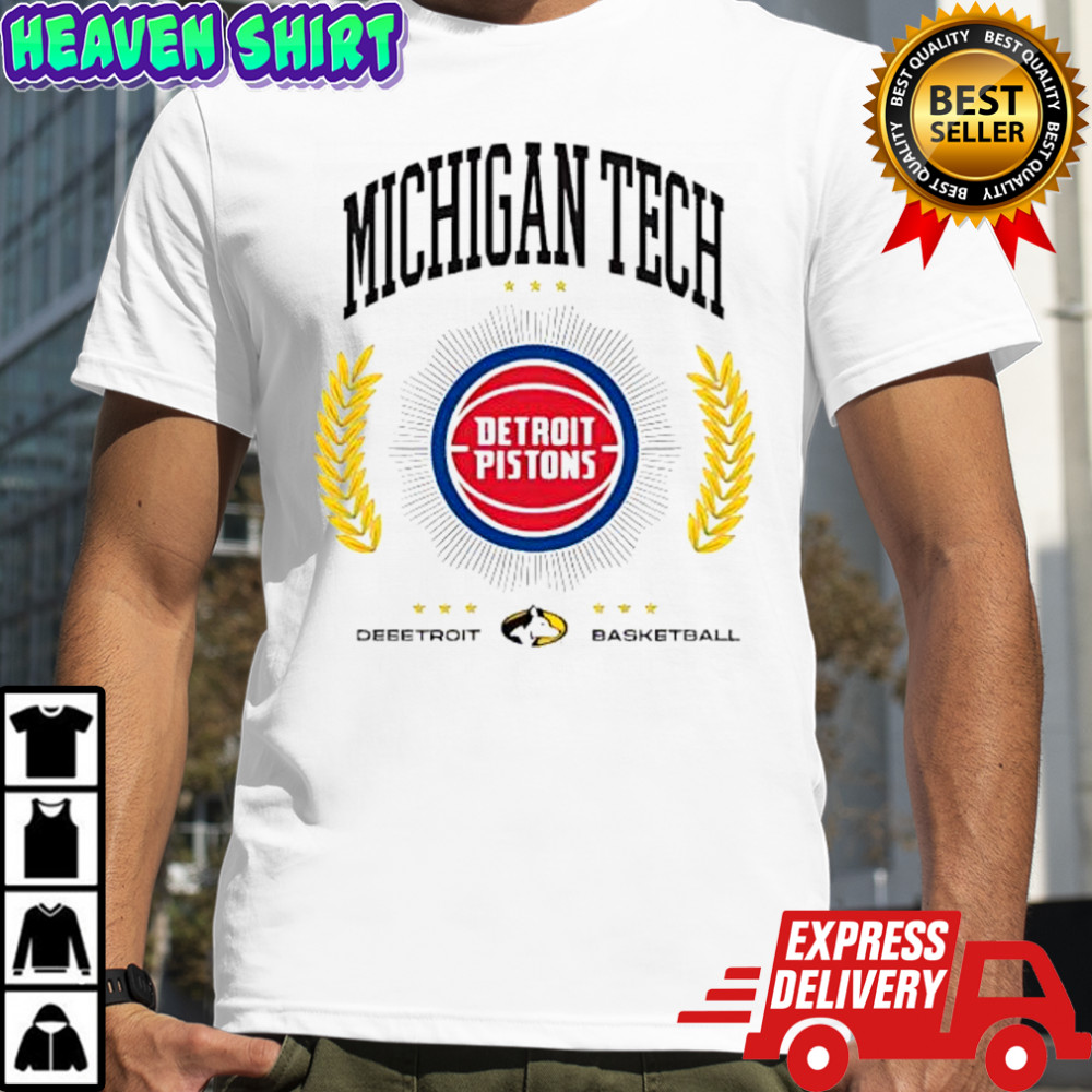 Detroit Pistons and Michigan Tech logos shirt