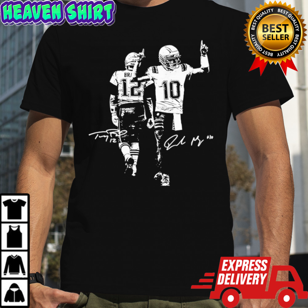 Drake Maye and Tom With Signature New England Patriots Shirt