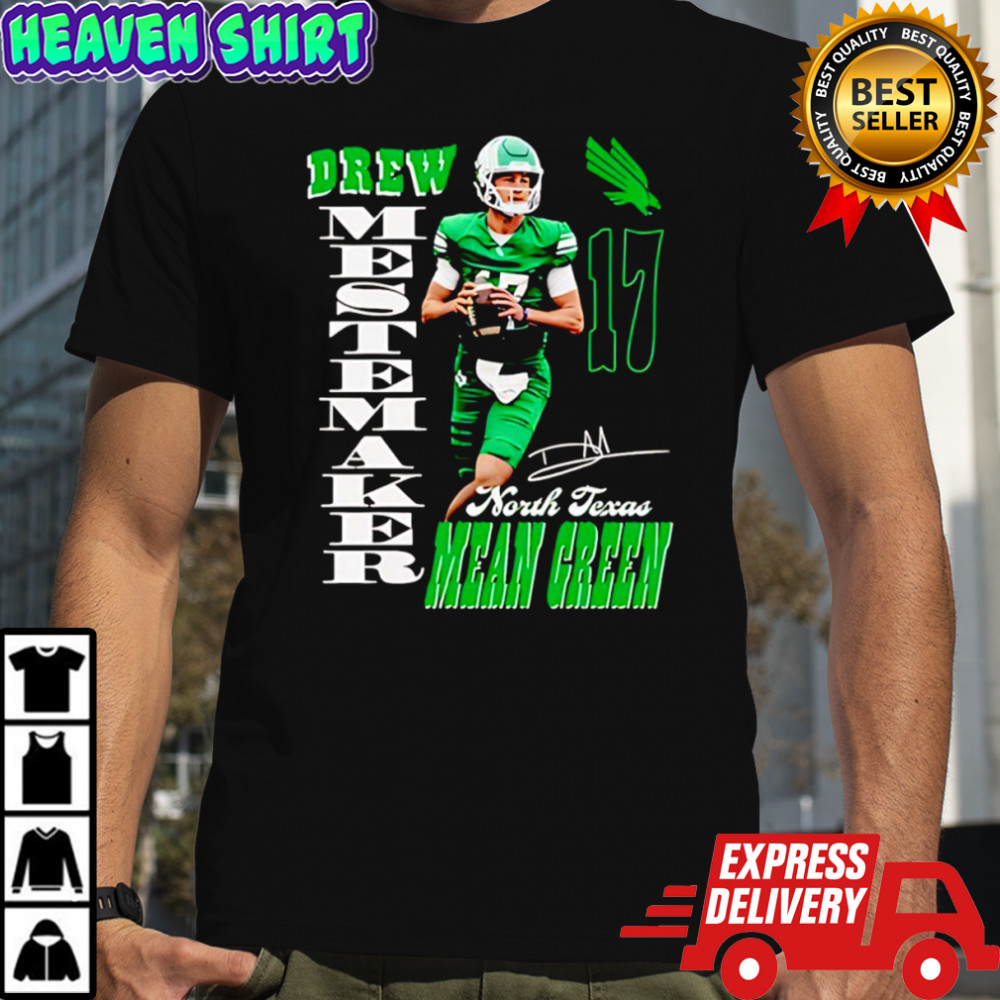 Drew Mestemaker North Texas Mean Green football signature shirt