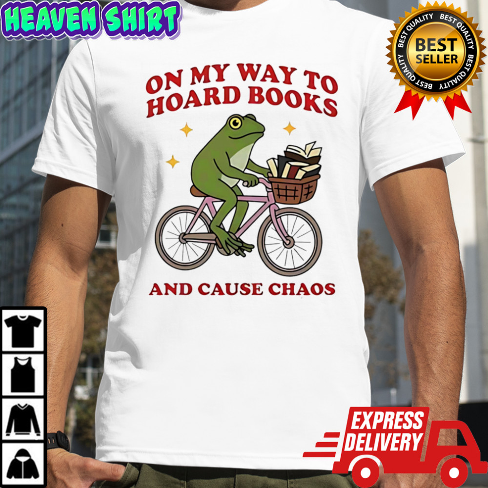 Frog Riding Bicycle On Way To Hoard Books And Cause Chaos Shirt