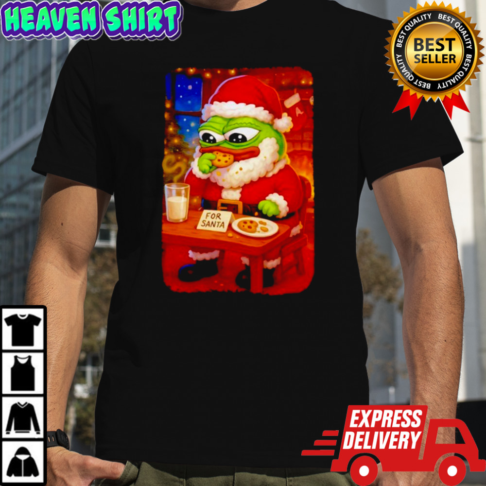 Frog Santa eat cookies Christmas shirt