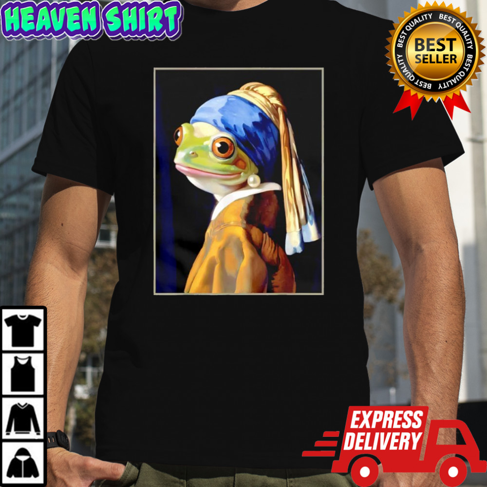 Frog Vermeer’s Girl with a Pearl Earring Parody Meme Shirt