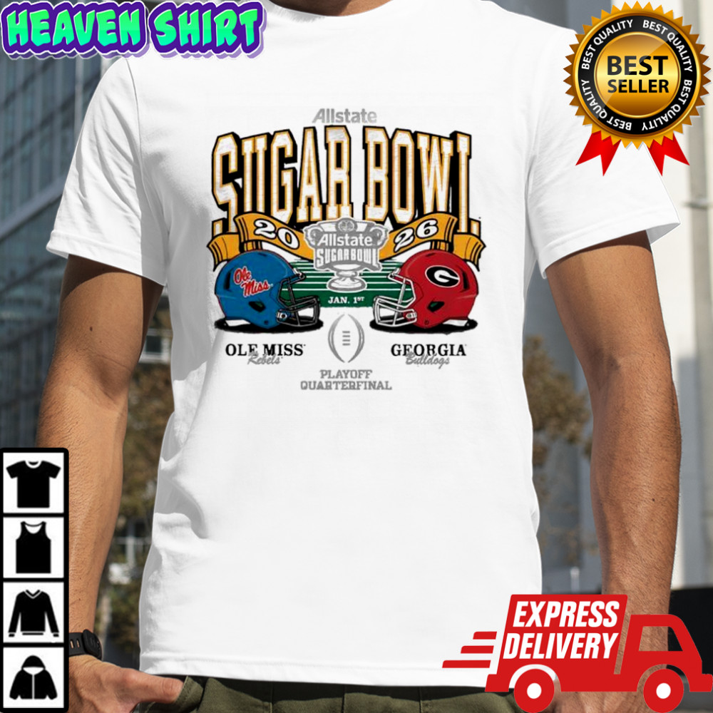 Georgia Bulldogs vs Ole Miss Rebels 2026 Sugar Bowl helmets shirt