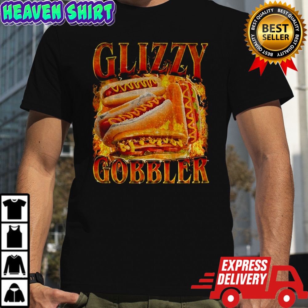 Glizzy gobbler faded hot dog funny meme shirt