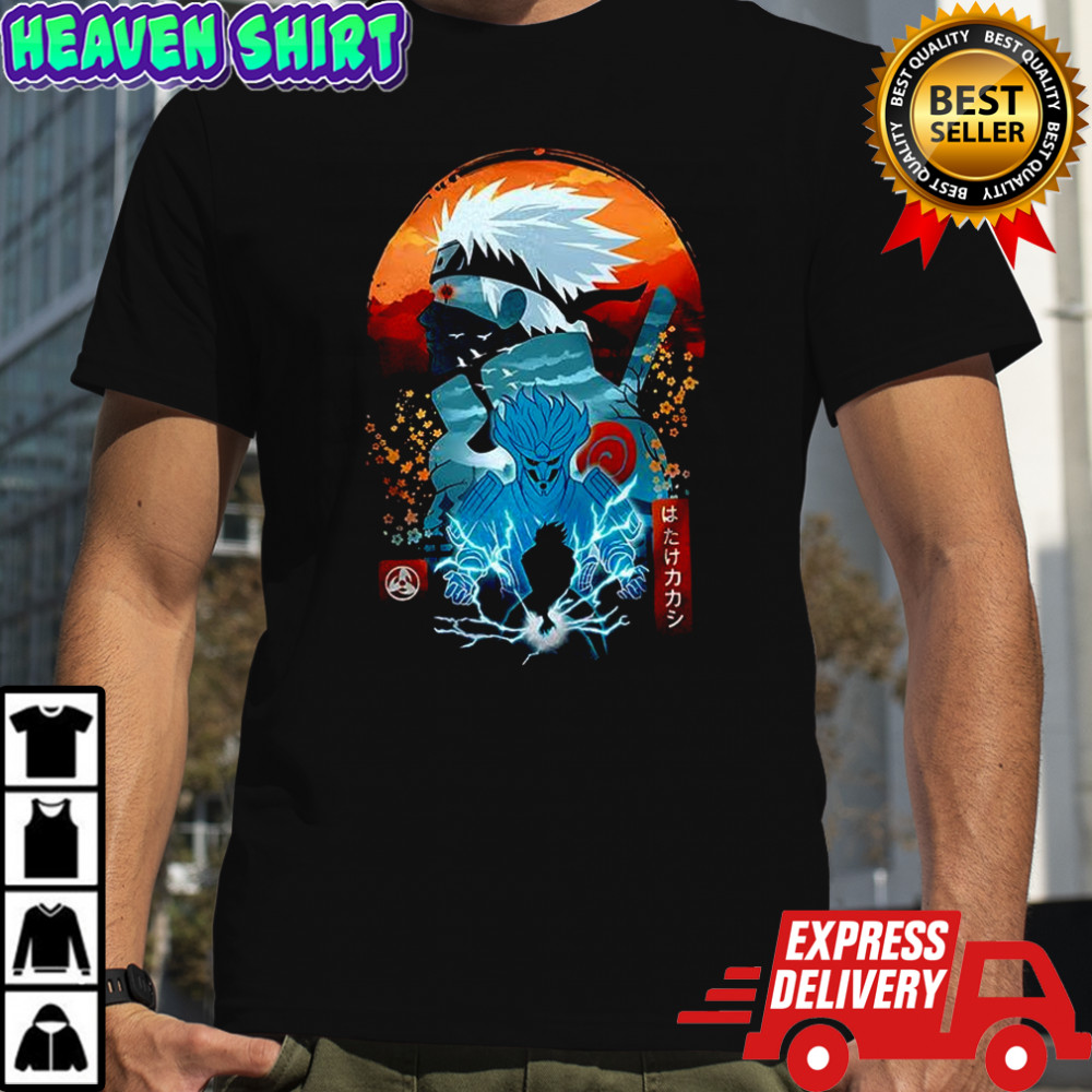Hatake Kakashi Naruto anime chidori silhouette and susanoo Ukiyo-e shirt