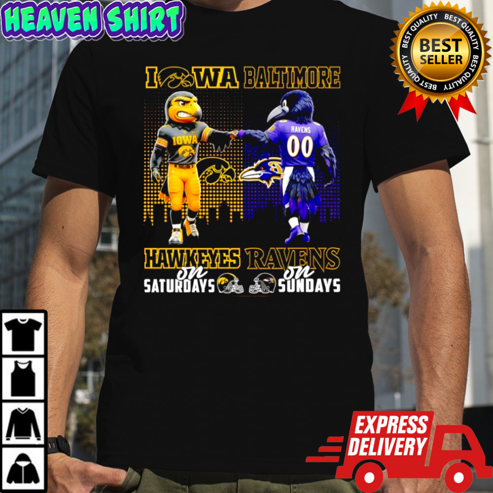 Iowa Hawkeyes On Saturdays x Baltimore Ravens On Sunday Mascot shirt