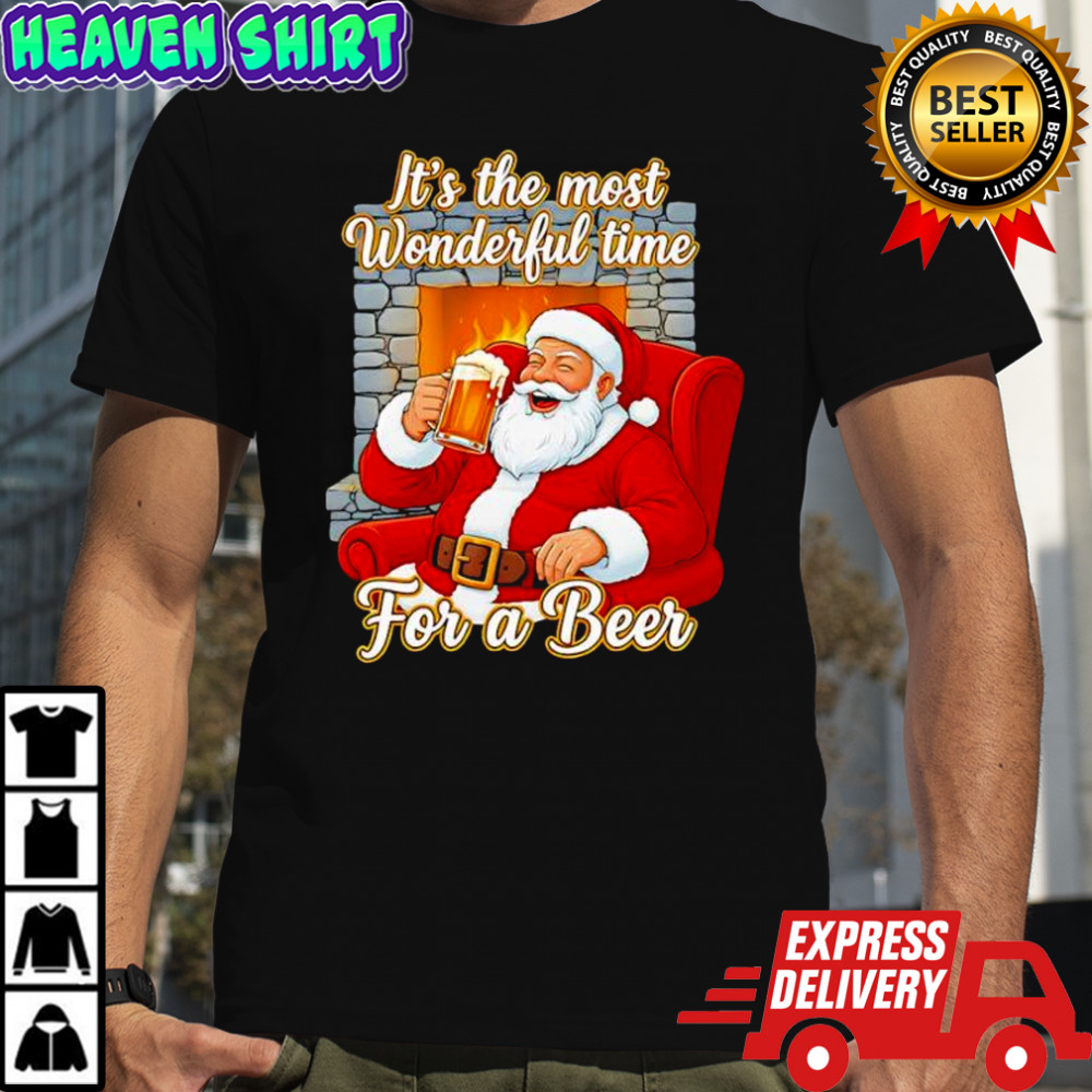 It’s the most wonderful time for a beer Santa Claus drink beer shirt