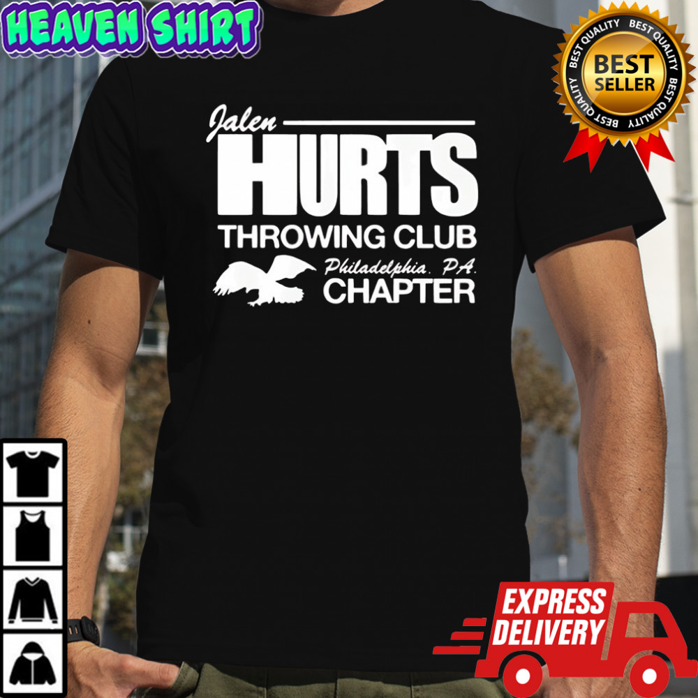 Jalen Hurts throwing club Philadelphia Eagles PA chapter shirt