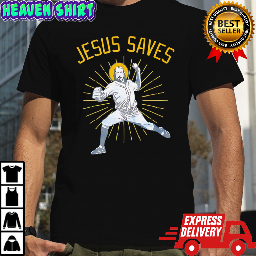 Jesus Saves Baseball player graphic shirt