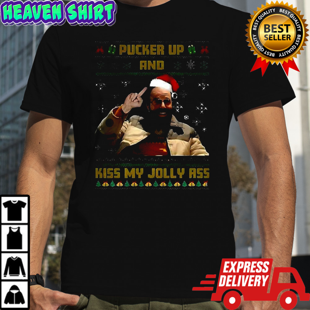 Jim Hopper middle finger Stranger Things puked up and kiss my ass ugly Christmas shirt