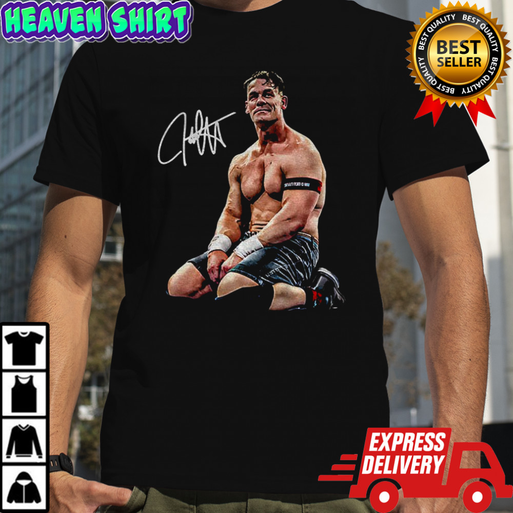 John Cena kneel WWE signature shirt