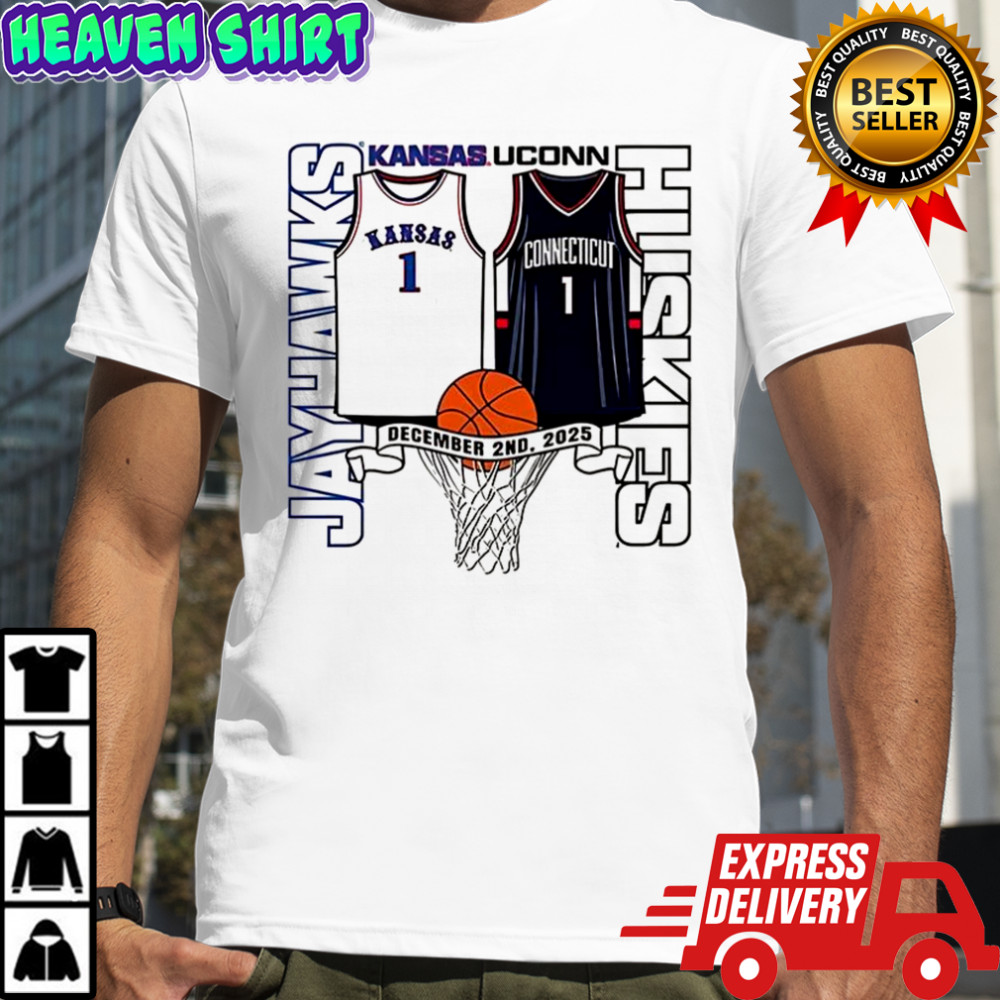 Kansas Jayhawks vs UConn Huskies Jersey number 1 2025 shirt