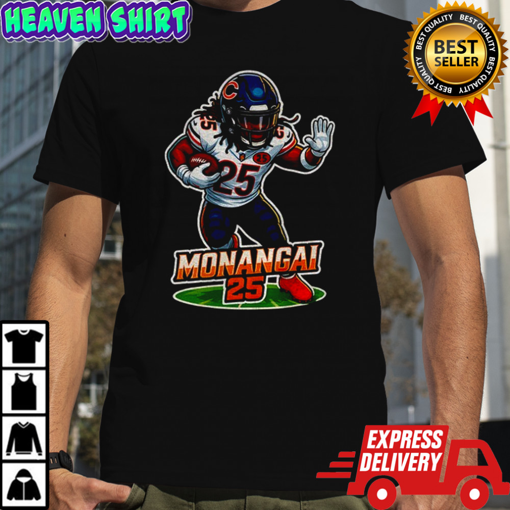 Kyle Monangai bears cartoon caricature Chicago Bears Football shirt