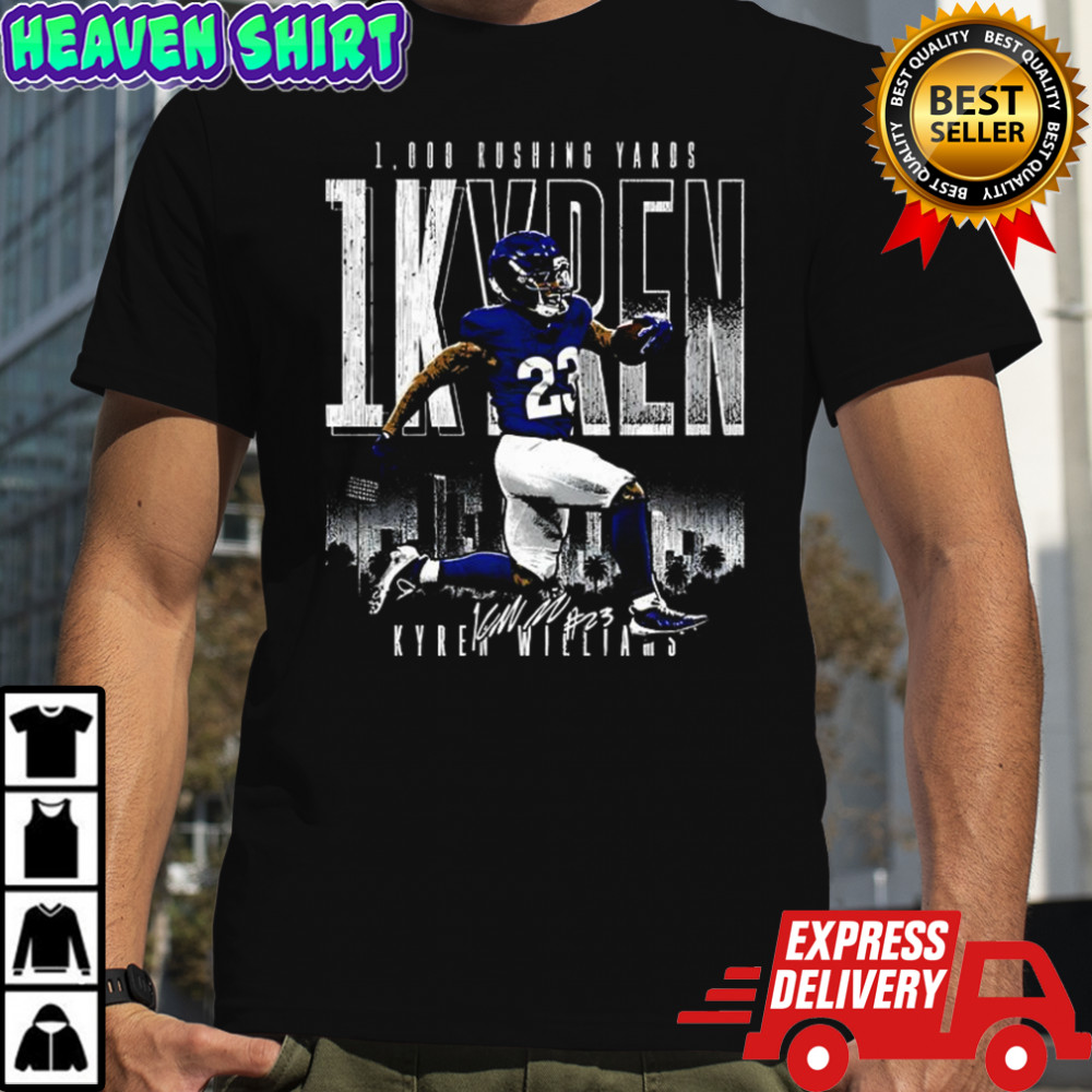 Kyren Williams Los Angeles Rams football 1 Kyren 1000 rushing yards signature shirt