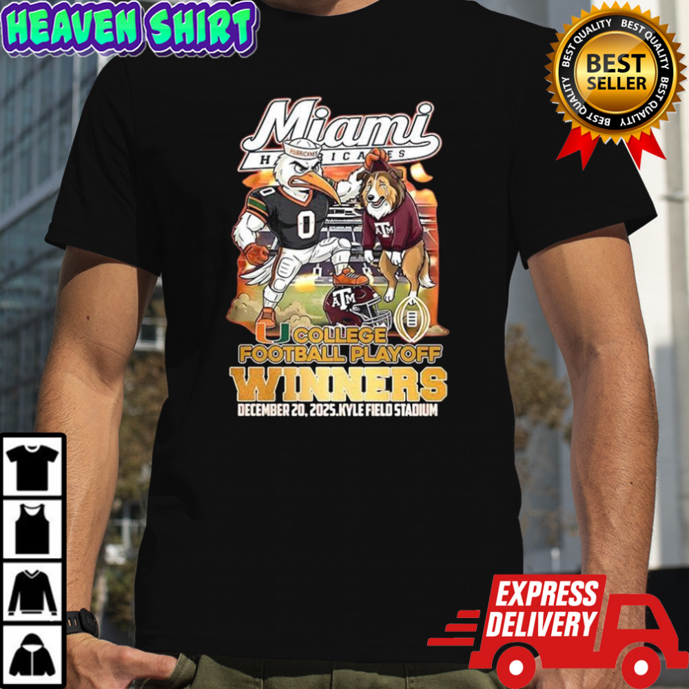 Miami Hurricanes College Football Playoff 2025 winner first round Kyle Field stadium mascot shirt