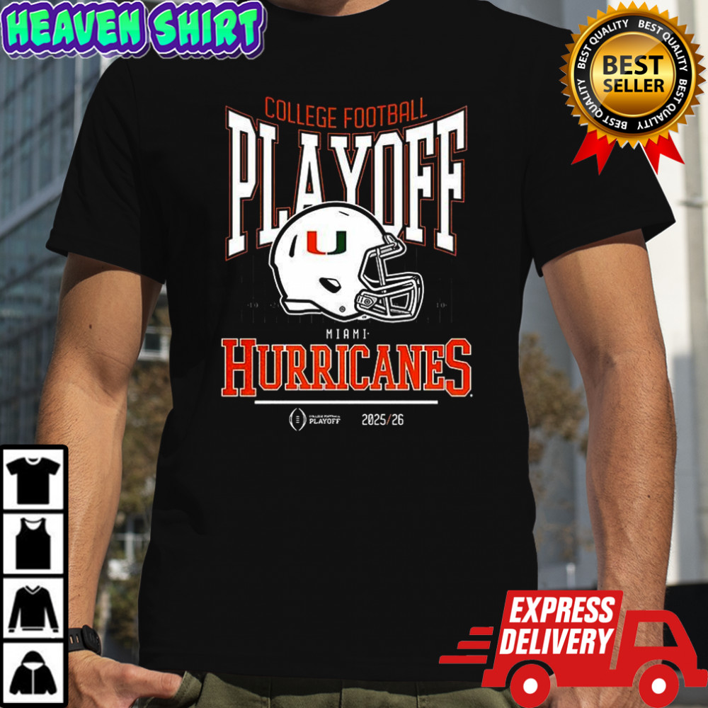 Miami Hurricanes NCAA 2025 2026 College Football Playoff curved helmet shirt
