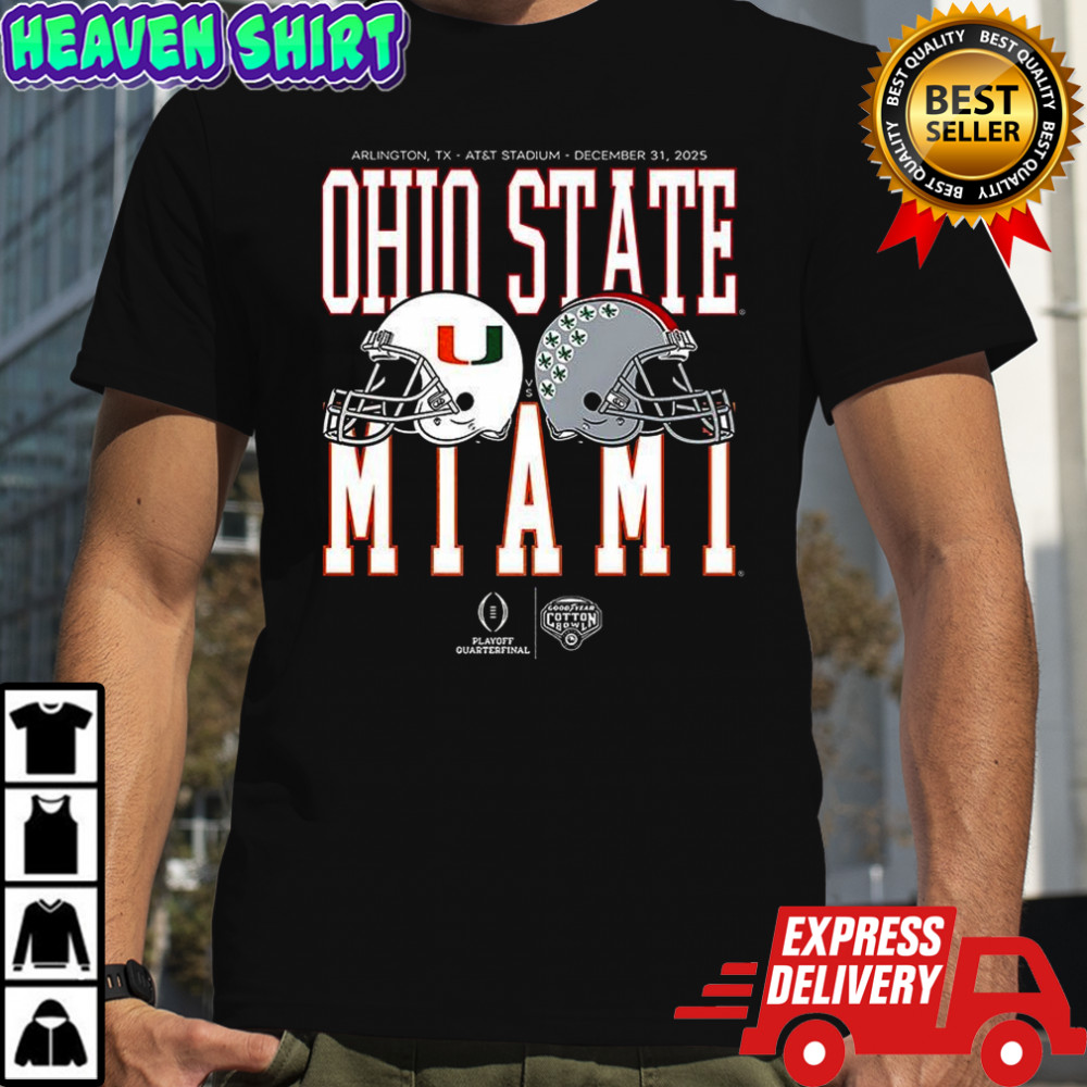 Miami Hurricanes vs Ohio State Buckeyes NCAA Cotton Bowl Classic 2025 matchup AT&T stadium shirt