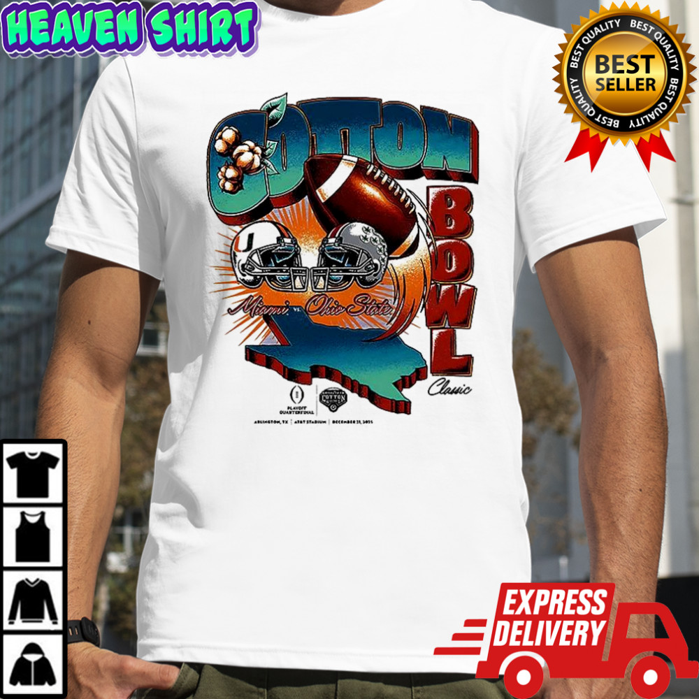 Miami Hurricanes vs Ohio State Buckeyes NCAA Cotton Bowl Classic 2025 vintage matchup shirt