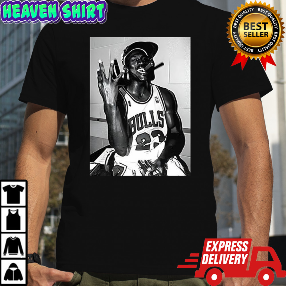 Michael Chicago Bulls basketball cigar smoke 4x Champions shirt