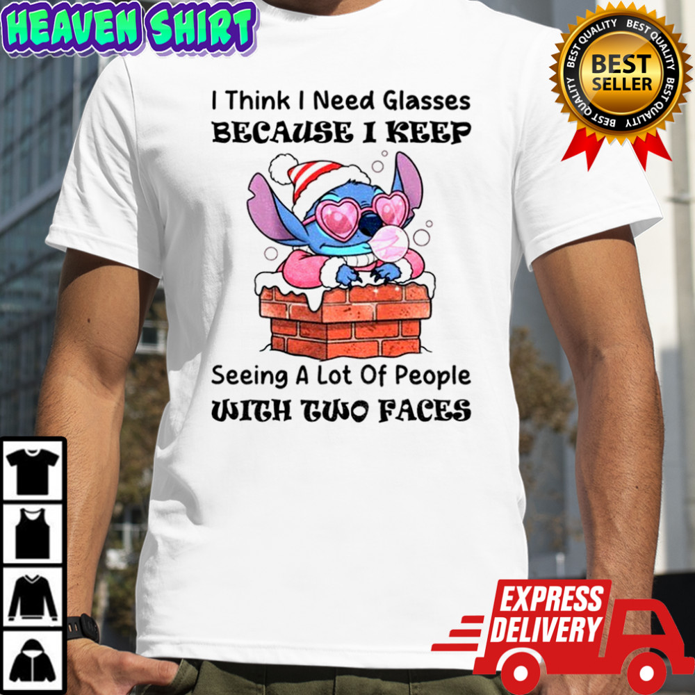 Official Stitch I think I need glasses because I keep seeing a lot of people with two faces Christmas shirt