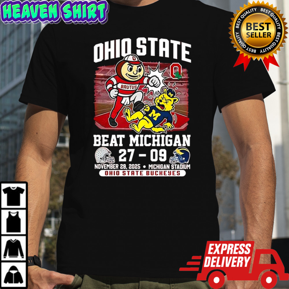 Ohio State Buckeyes beat Michigan Wolverines NCAA 2025 Final score mascot shirt