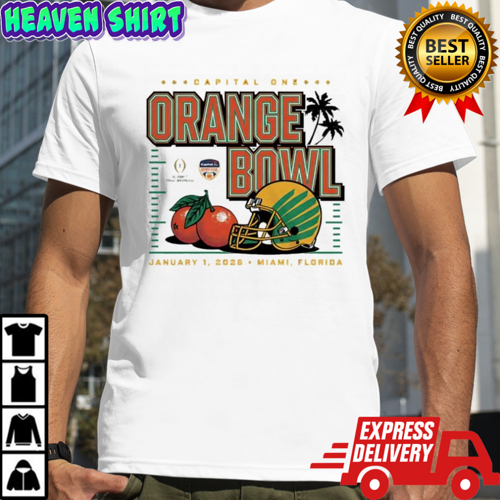 Oregon Ducks 2026 Orange Bowl helmets shirt
