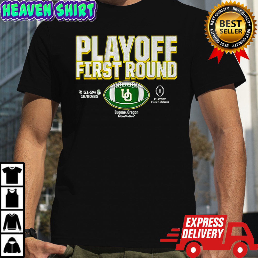 Oregon Ducks NCAA 2025 CFP First round winner Eugene logo shirt