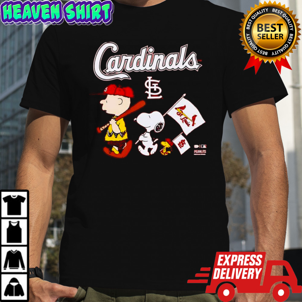 Peanuts Chracters Flag with St. Louis Cardinals Red shirt