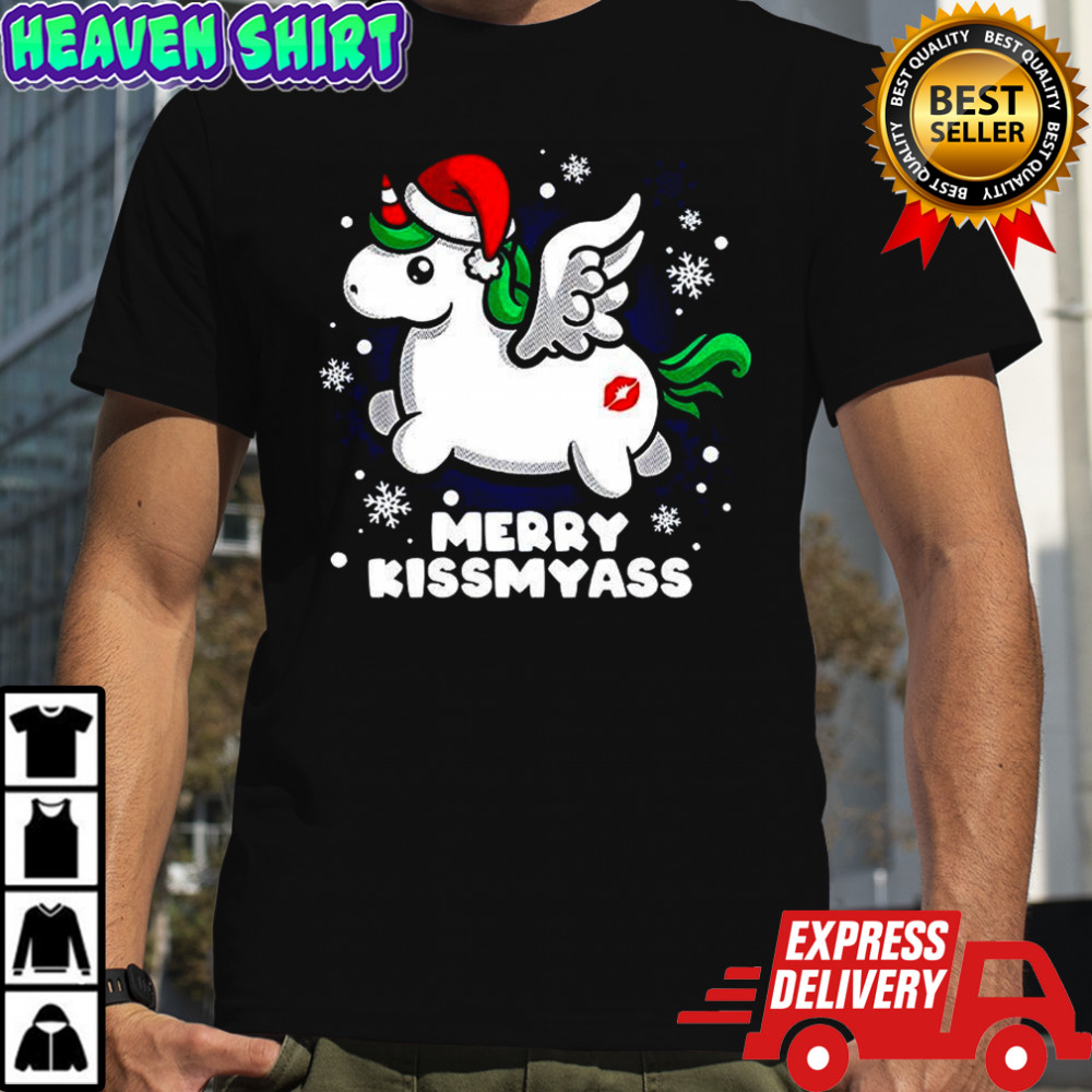 Pegasus Santa hat Merry Kissmyass shirt