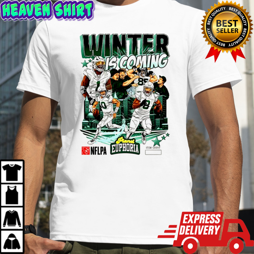 Philadelphia Eagles football winter is coming plyaer city skyline shirt
