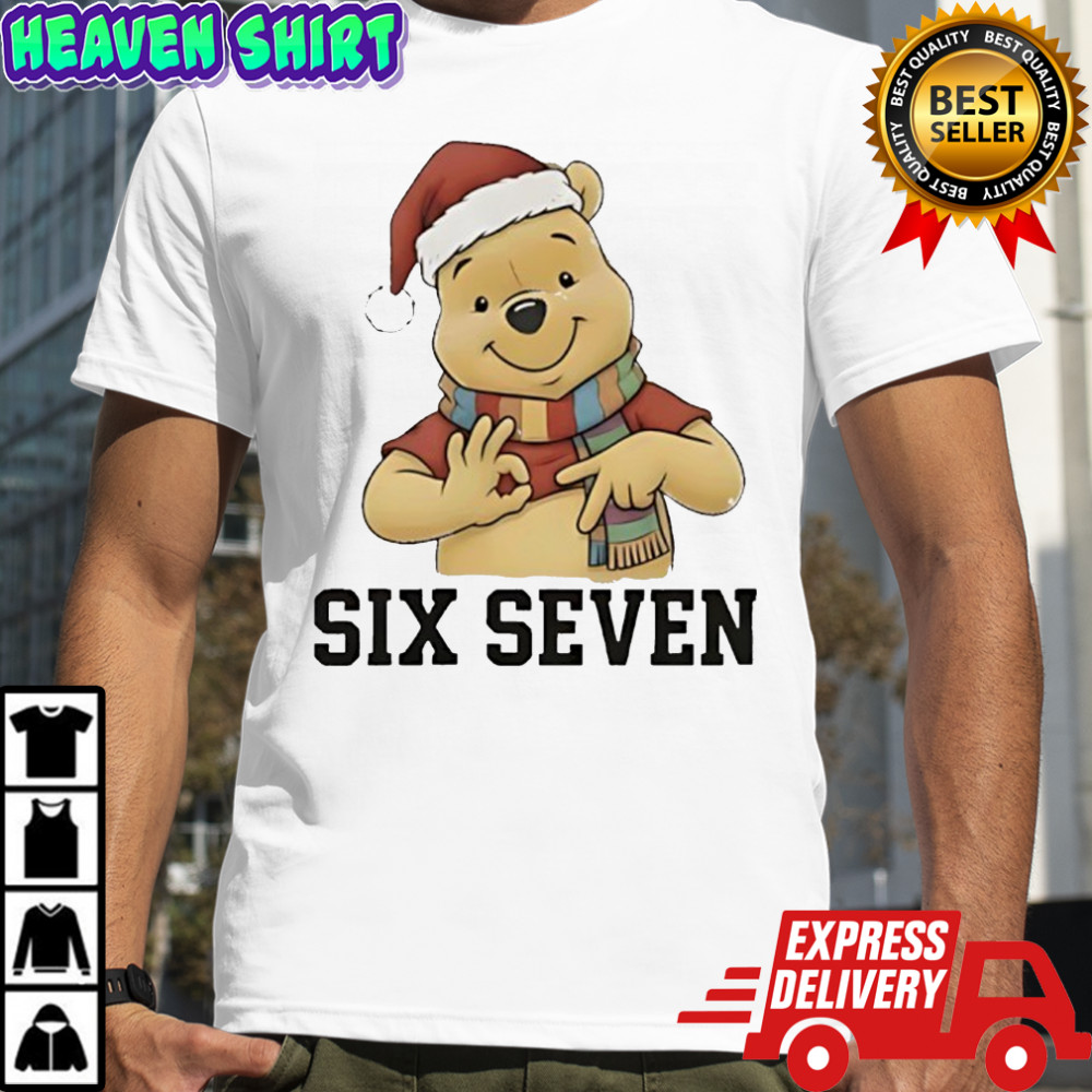 Pooh Santa hat Six Seven graphic shirt