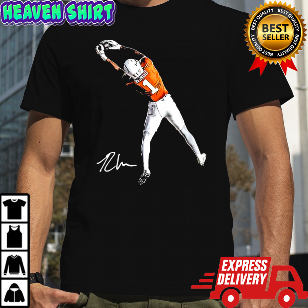 Ryan Wingo Texas Longhorns NCAA catch the ball game over signature shirt