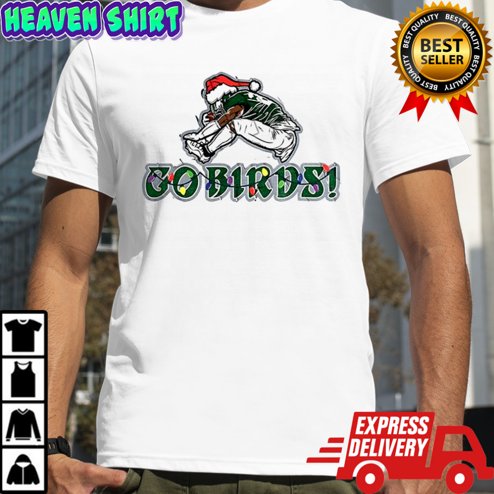 Saquon Barkley Santa hat Go Birds Philadelphia Eagles NFL Football Christmas shirt