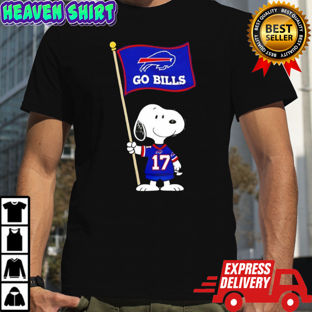 Snoopy holding Buffalo Bills flag go Bills shirt