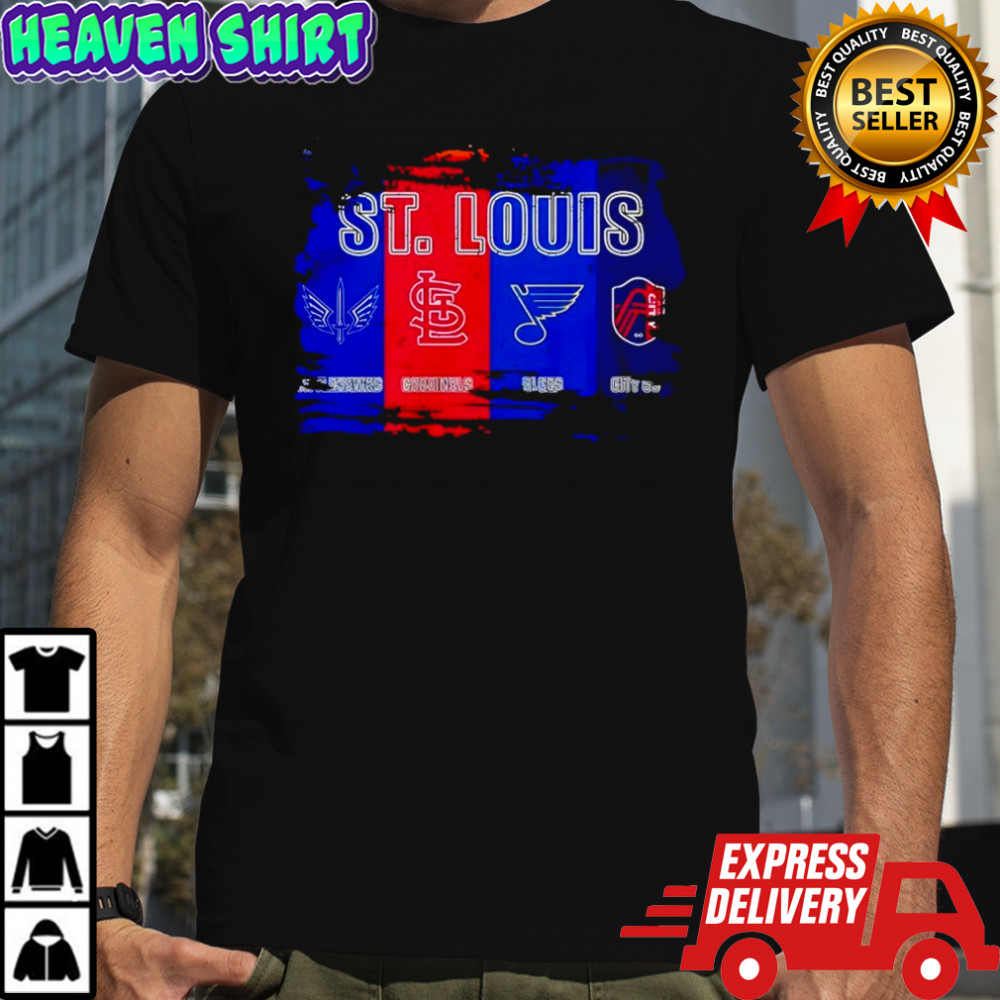 St. Louis City SC St. Louis Cardinals St. Louis Blues and St. Louis Battlehawks retro shirt