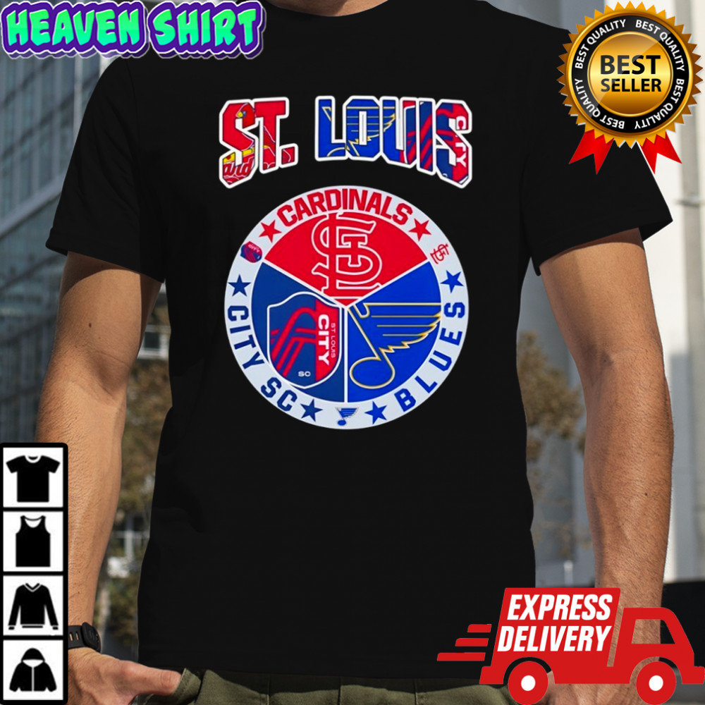St Louis in top Cardinals St Louis Blues St Louis City SC shirt