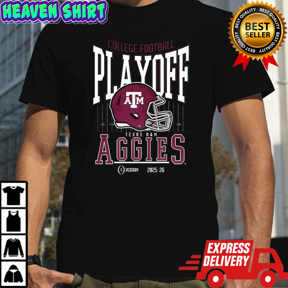 Texas A&M Aggies NCAA 2025 2026 College Football Playoff curved helmet shirt