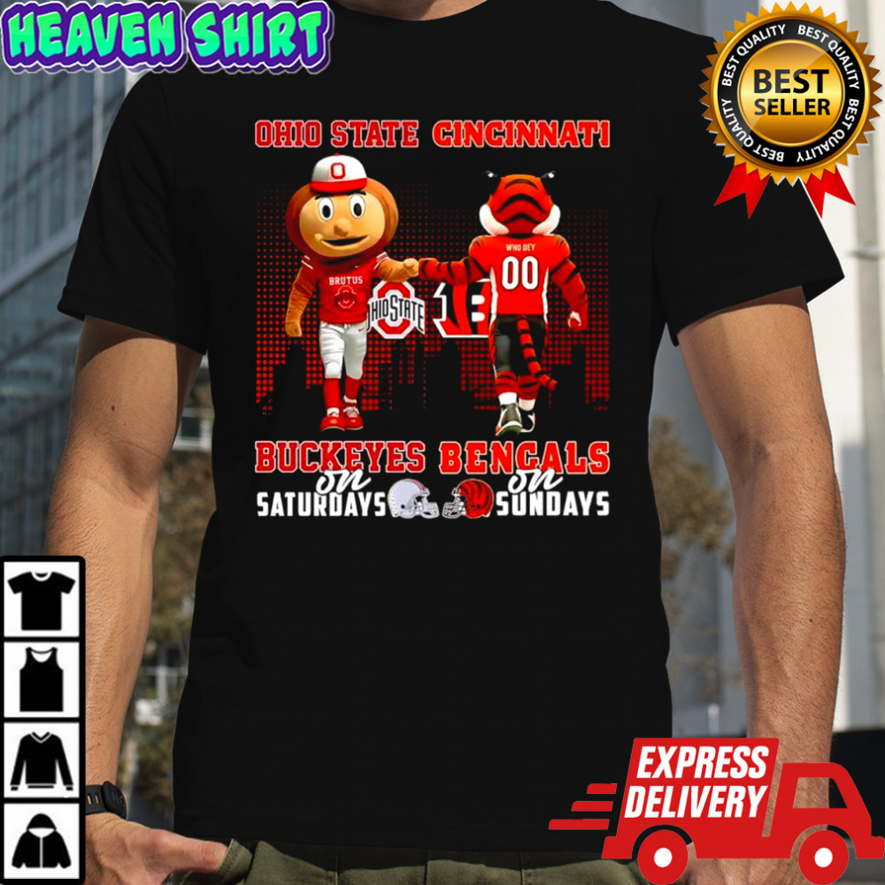 The Ohio State Buckeyes on Saturday and Cincinnati Bengals on Sundays mascots college shirt