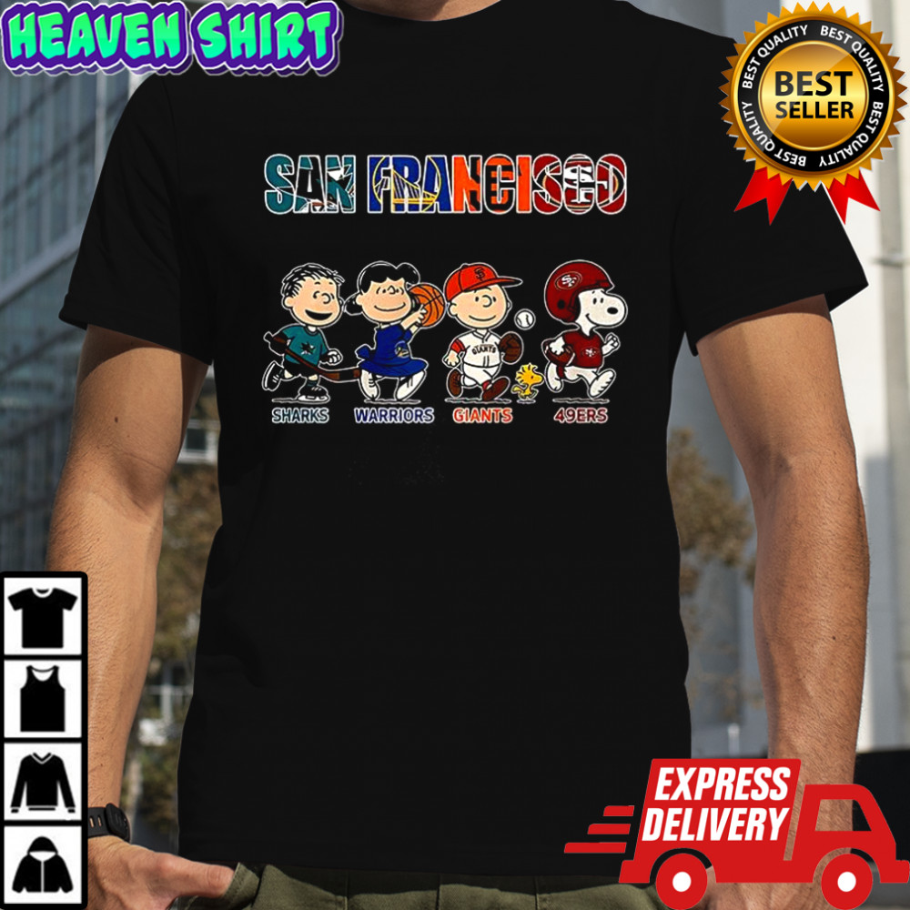 The Peanuts San Francisco Sharks Warriors Giants and 49Ers shirt