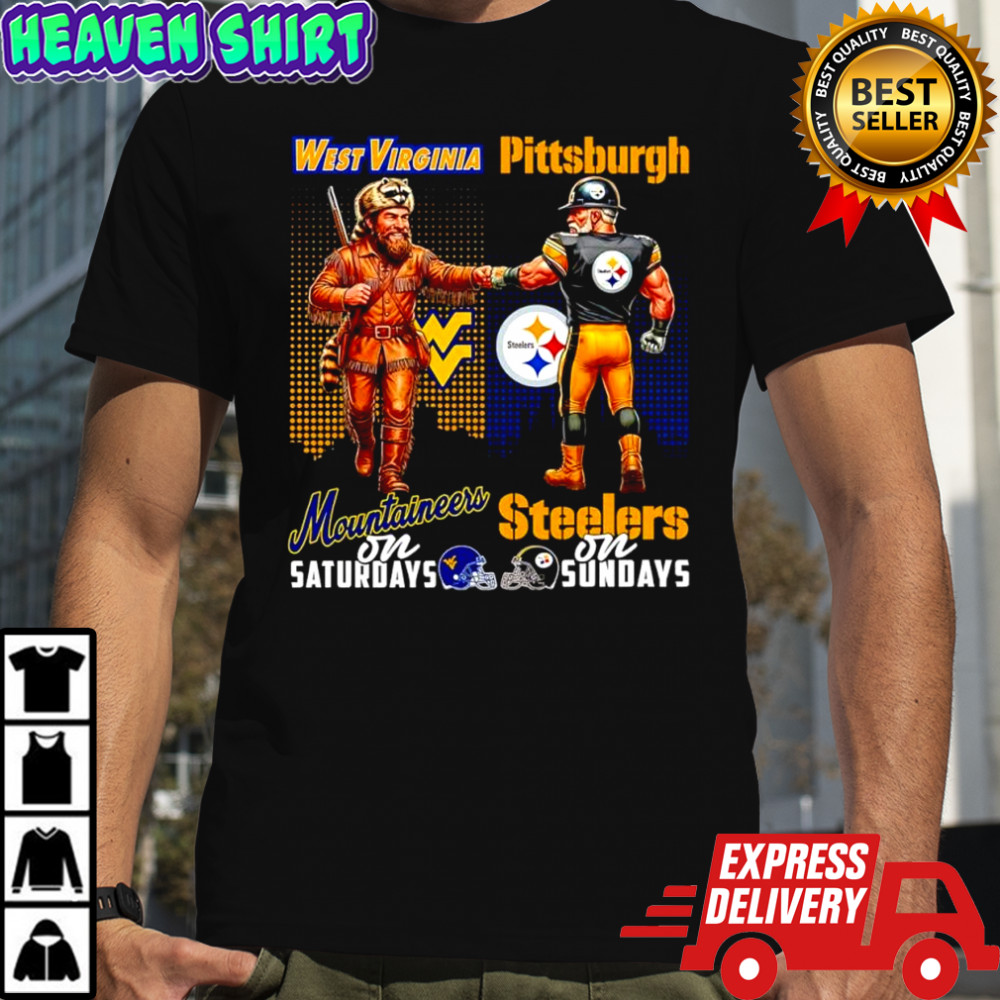 The West Virginia Mountaineers on Saturday and Pittsburgh Steelers on Sundays mascots college shirt