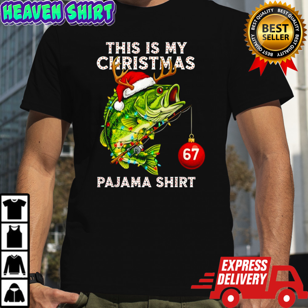 This is My Christmas Pajama Bass Fish Santa Hat shirt