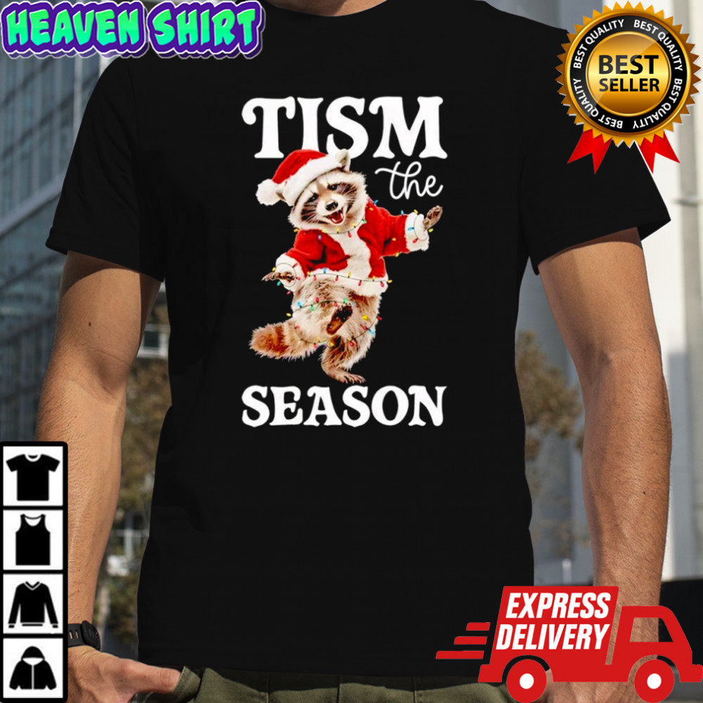 Tism The Season Raccoon Christmas Autism Awareness Shirt