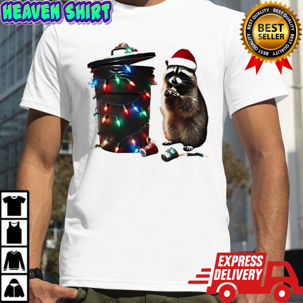 Trashy Christmas Raccoon Trash lights graphic shirt