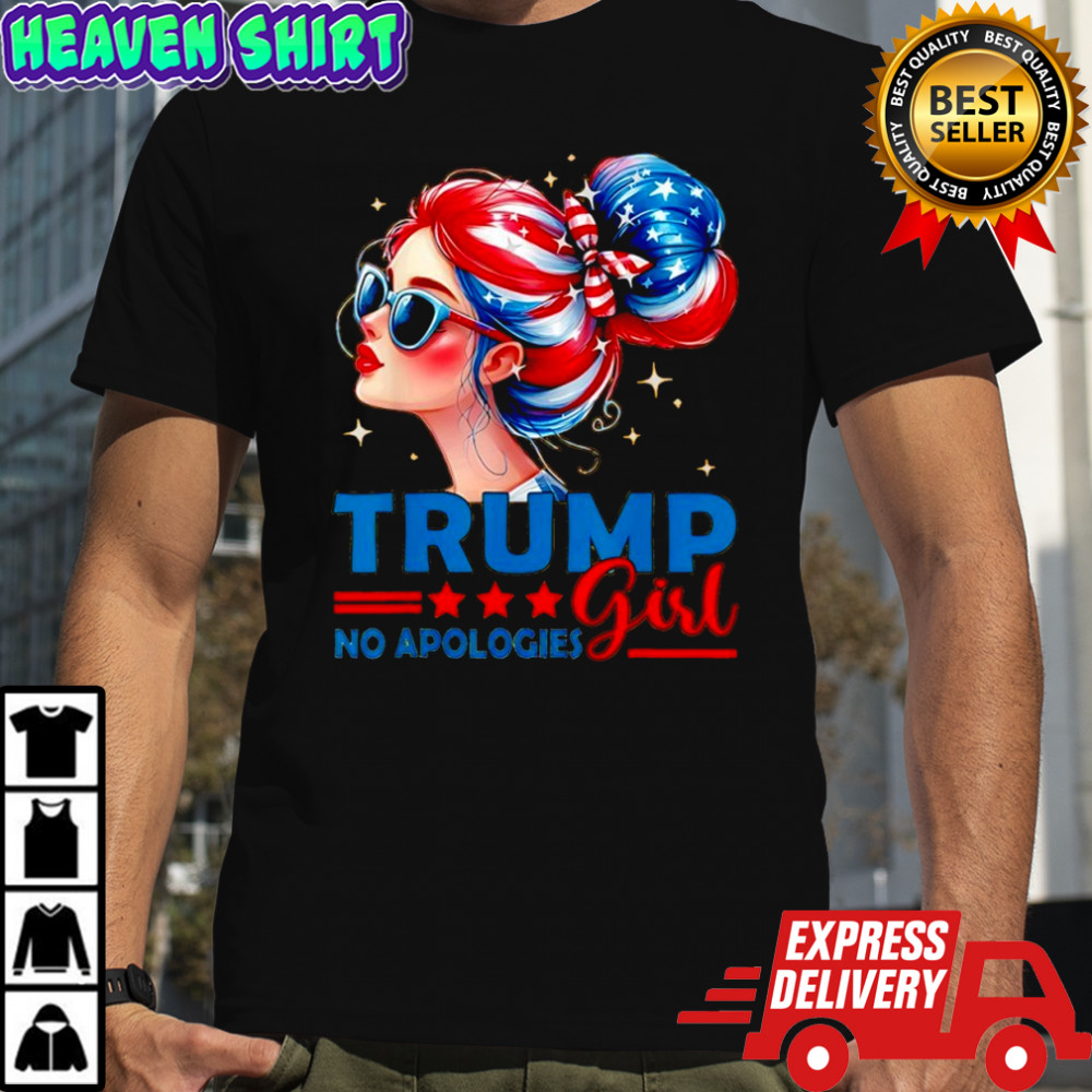 Trump Girl No Apologies American flag colors shirt